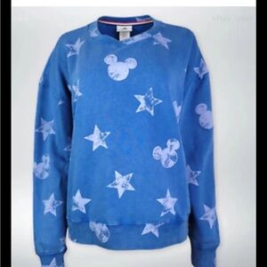 Disney Mickey Mouse Stars Women’s XL Blue Sweatshirt Pullover, crew neck,